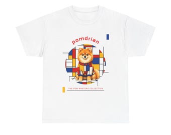 Pomdrian Pomeranian T-Shirt | Geometrisches Farbblock-Hundemotiv