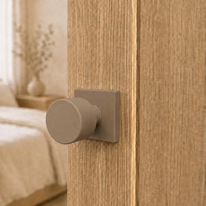 Greige Door Knob Set | Mushroom Beige Interior Hardware | Organic Modern Style | Stone Moss