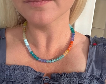 The Pool Party | Handmade Glass Candy Rondelle Beaded Necklace