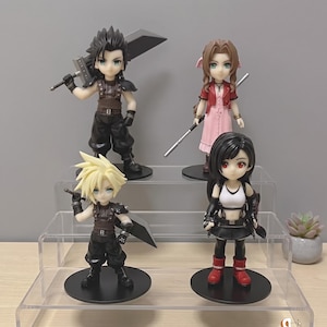 Miniaturas Chibi de Final Fantasy VII – Cloud, Tifa, Aerith e Zack – Decoração de Mesa de FF7