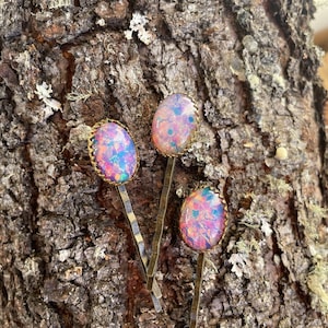 Vintage Harlequin Opal Bobby Pins,Bridal Wedding Bobby Pins, Prom