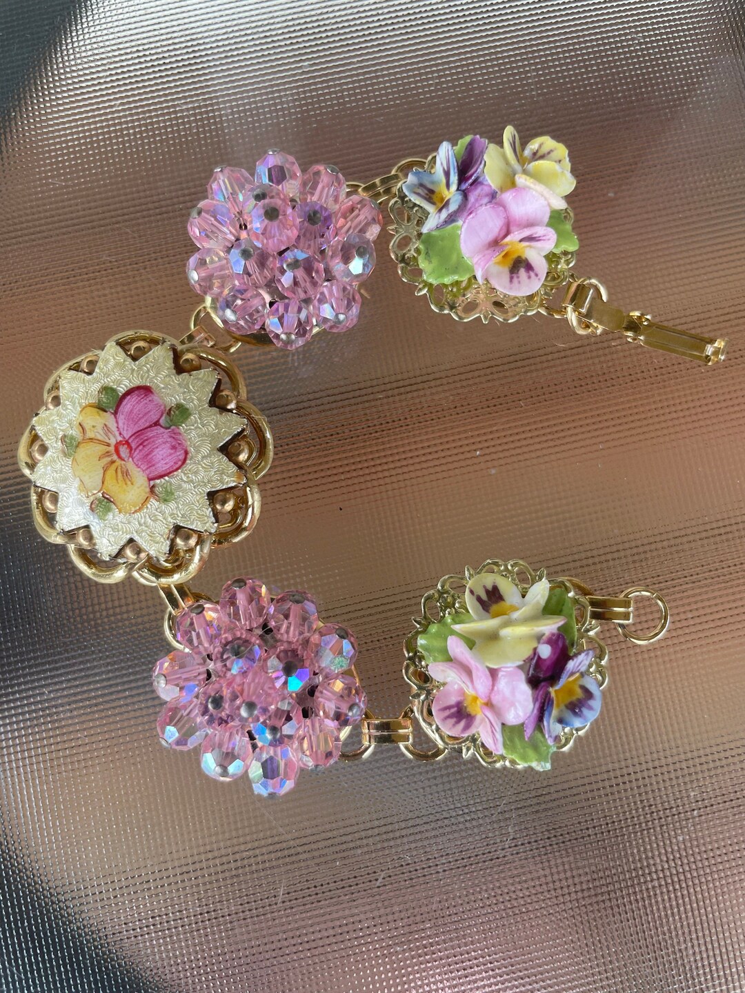 Vintage Earring Bracelet OOAK Crystal Beaded Rhinestone Etsy