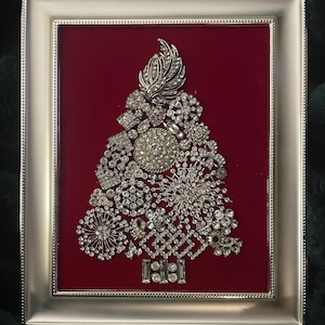 Vintage Jeweled Art Framed Christmas Tree
