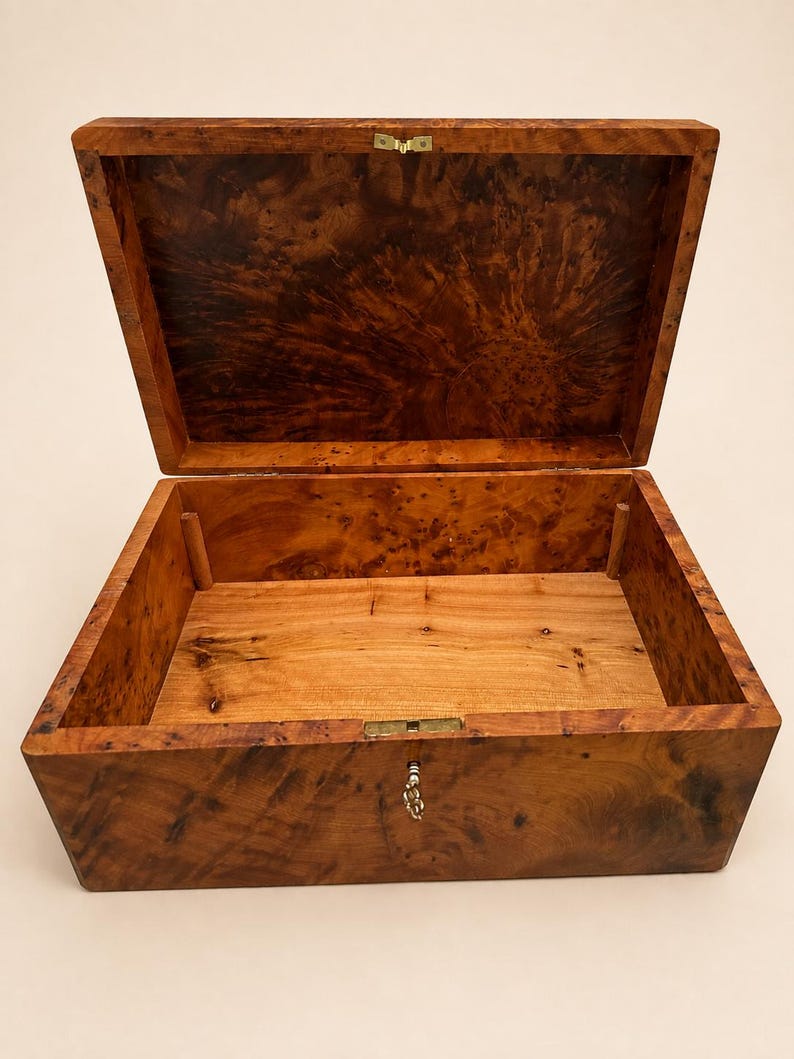 Handmade Moroccan Wood Jewelry Box, Amber Honey Tones, Removable Tray ...