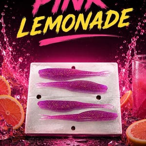 5" Soft Plastic Split Tail Shad Fluke Pink Lemonade