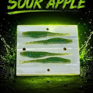 5" Soft Plastic Split Tail Shad Fluke Sour Apple