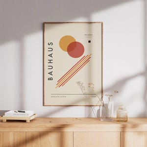 Bauhaus-tentoonstellingsprint, Geometrische cirkels, diagonale lijnen (digitale download)