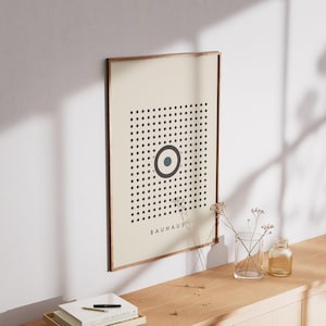 Bauhaus Poster, Dot Matrix Print, Polka Dot Grid Wall Art, Ultramarine Ring Poster, Graphic Printable Digital Download, 24x36 16x20