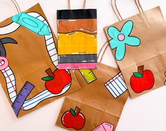Personalized Hand Painted Teacher Gift Bags