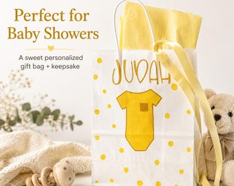 Personalized hand-painted baby gift bag