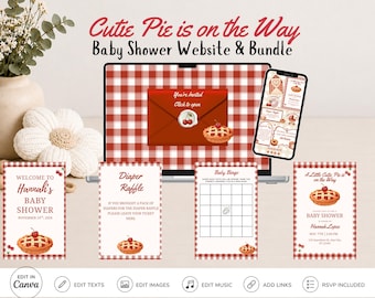 A Little Cutie Pie Is On The Way Baby Shower Website Invitation & Bundle, Red Fall Baby Bundle With Website Invitation - RSVP, Links, Music