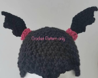 Chapeau Vampirina Crochet PATTERN ONLY, Crochet Pattern instant download, Vampirina wig/hat crochet pattern