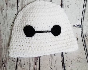 Baymax Big hero 6 crochet cosplay hat, Big Hero six crochet beanie