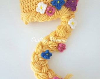 Princess Rapunzel Hat-cosplay crochet hat or wig-disney inspired-photo prop-dress up-yarn wig-halloween-princess costume