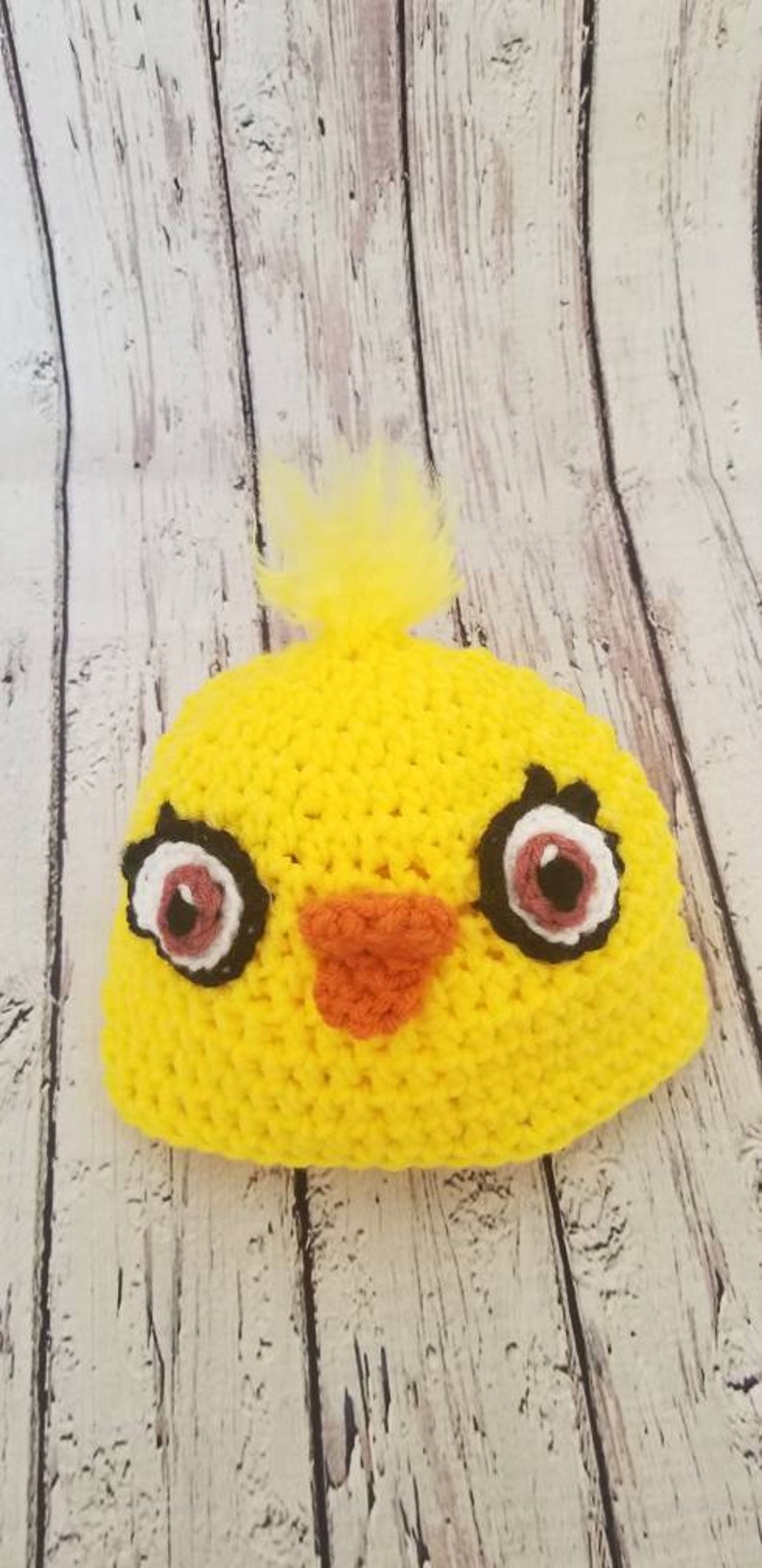 Toy Story 4 ducky character inspired crochet hat, Ducky hat, crochet baby photo prop image 2