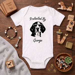 Nuevo body de bebé personalizable con retrato de mascota "Mejor amigo" - Body "Protegido por perro" - Conjunto para hermanos de mascotas - Pelele para recién nacidos con diseño de perro - Regalo para niños
