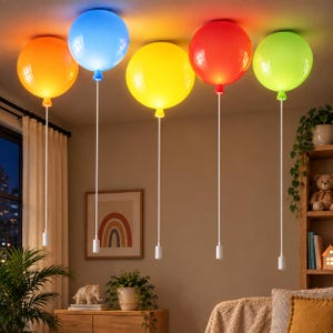 Balloon Ceiling Light | Colorful Ceiling Lamp | Kids Room Lighting | E27 Acrylic Fixture, Modern Bedroom Light, Nursery Decor, Playroom Lamp