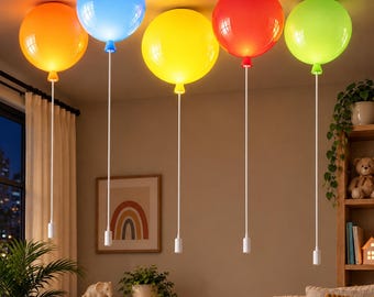 Balloon Ceiling Light | Colorful Ceiling Lamp | Kids Room Lighting | E27 Acrylic Fixture, Modern Bedroom Light, Nursery Decor, Playroom Lamp