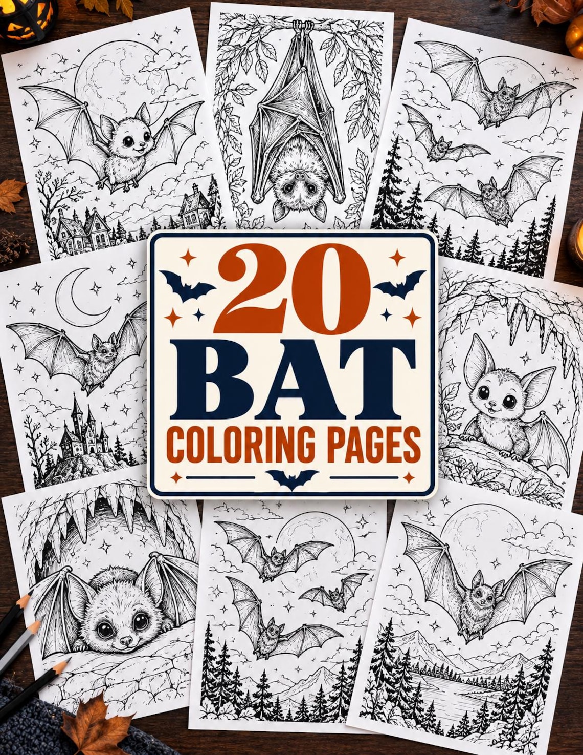 Color Book Bat Bat Coloring Pages Printable | 20 Halloween Bat Coloring Book Sheets ...