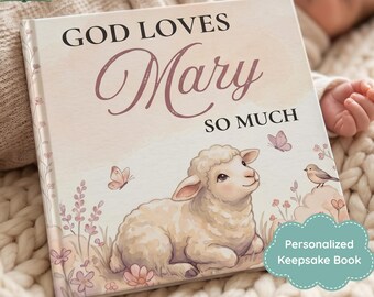 Personalized Christian Book with Name, Baby Book First Year, Baby Memory Book, Custom Bible Storybook, God Loves You Keepsake, Baptism Gift