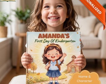 Personalized Kindergarten Book, First Day of School Gift, Custom Name Story Book for Kids, Back to School Keepsake, Ages 3-5, Boy or Girl
