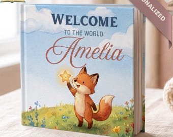 Welcome to the World, Personalized Baby Book First Year, Custom Name Storybook, New Baby Gift, Baby Shower Keepsake, Newborn Nursery Gift