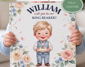 Personalized Ring Bearer Proposal Book, Will You Be Our Ring Bearer Gift, Custom Wedding Storybook with Name, Keepsake Book for Boy