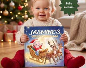 Personalized Baby's First Christmas Book, Custom Name Storybook, 1st Christmas Keepsake Gift for Baby Boy or Girl, Newborn Xmas Gift