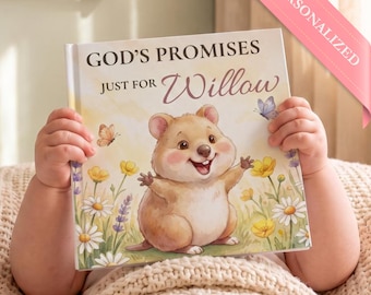 Personalized Christian Book with Name, God's Promises Bible Verse Storybook, Baptism Gift, Christening Keepsake for Boy or Girl