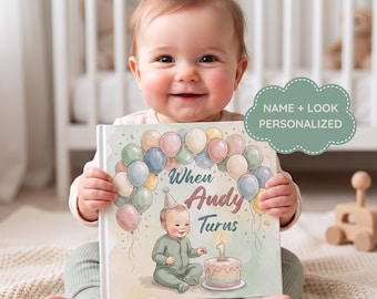 Personalized First Birthday Book, Custom Name Baby Keepsake Gift, Baby Milestone Book, 1st Birthday Boy Girl, One Year Old Milestone Story