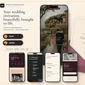 Wedding Invitation Website with RSVP, Interactive Digital Invite, Editable, Music & Animated Envelope