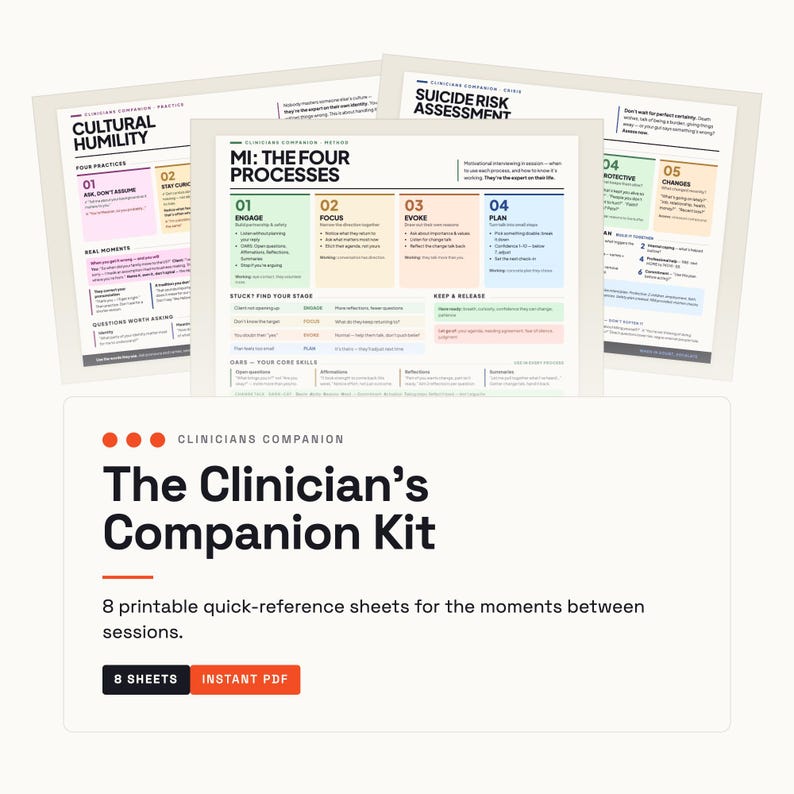 Social Work Quick Reference Set | 8 Practice Guides for MSW Students and New Clinicians image 1