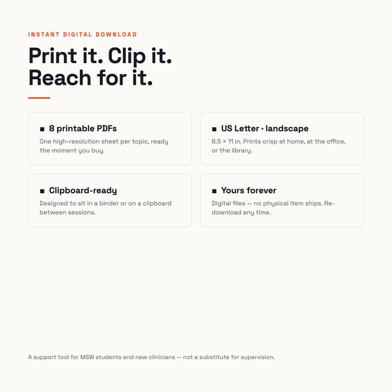 Social Work Quick Reference Set | 8 Practice Guides for MSW Students and New Clinicians image 7