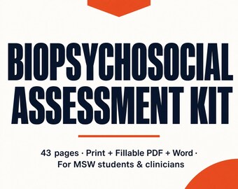 Biopsychosocial Assessment Template Kit for Social Workers | MSW Practicum | Clinical Intake Notes