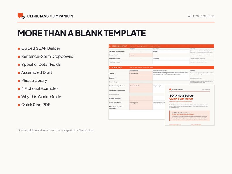 SOAP Note Builder for Social Work | Excel & Google Sheets Documentation Tool image 5