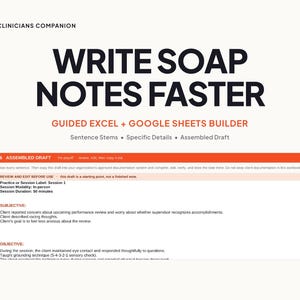 SOAP Note Builder for Social Work | Excel & Google Sheets Documentation Tool image 1