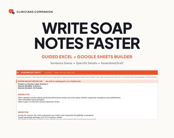SOAP Note Builder for Social Work | Excel & Google Sheets Documentation Tool