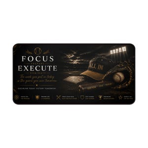 Alfombrilla de escritorio Focus Execute con temática de béisbol / alfombrilla para ratón para juegos, alfombrilla de escritorio de oficina