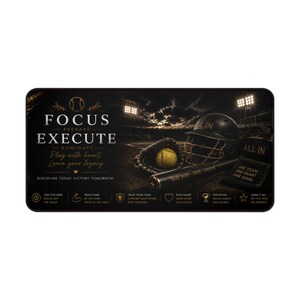 Softball Helmet and Glove Focus Execute Desk Mat | Sports Mouse Pad, Baseball Theme