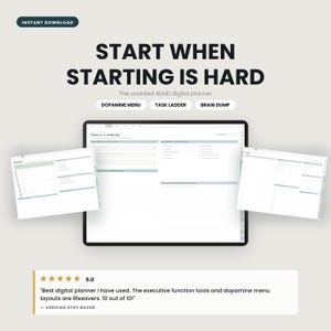 Undated ADHD Digital Planner for GoodNotes & iPad | Neurodivergent Daily, Weekly Executive Function Journal