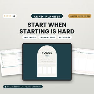 Agenda Digital TDAH Non Daté | Planner iPad GoodNotes avec Outils Fonctions Exécutives | Journal TDAH Hyperlien | Téléchargement