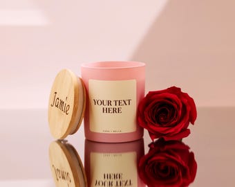 Personalisierte rosa Kerze, Kerze mit individuellem Text, Geschenk für die Brautjungfer, Geschenk für Mama, personalisiertes Geschenk für sie, Einzugsgeschenk, Weihnachtsgeschenk.