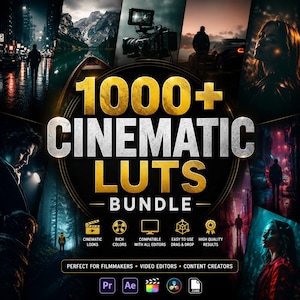 Paket mit über 1000 filmischen LUTs | Professionelle Farbkorrektur-Presets (Digitaler Download)