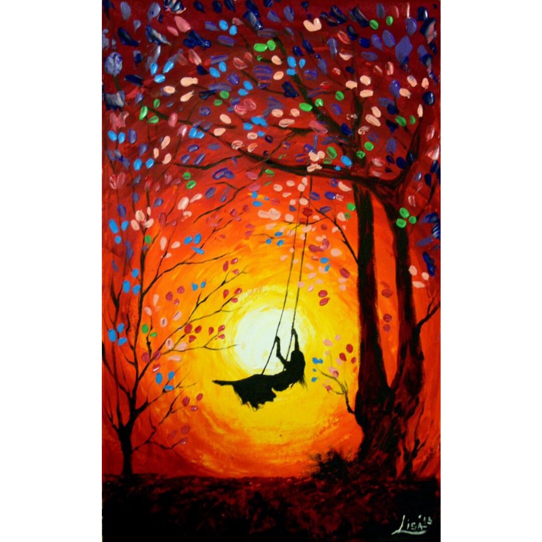 Original Painting Colorful Acrylic Wall Art Palette Knife Etsy