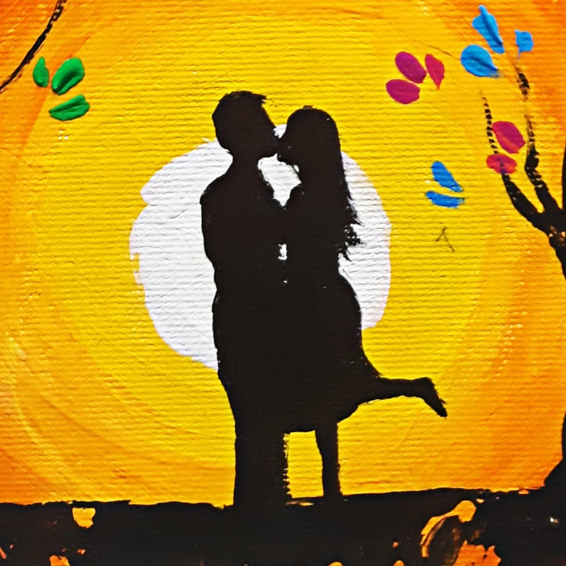 Original Painting Colorful Acrylic Wall Art Couple Love Etsy