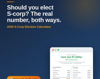 S Corp vs LLC Tax Calculator 2026 | Reasonable Salary & QBI Deduction | Should You Elect S Corp | Break-Even Profit Named