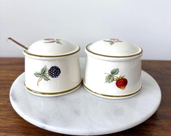 Wedgwood Quince Lidded Jam Pots, Set of 2 with Spoon