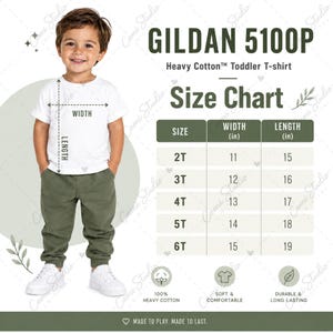 Gildan 5100P Size Chart | Toddler T-Shirt Size Guide | Kids Apparel Sizing | Measurement Chart (JPEG Digital Download)