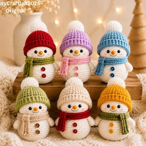 Schneemann-Häkelanleitung (PDF), Amigurumi-Set, Winterdeko zum Selbermachen | Original von EasyCraftlab | © 2026