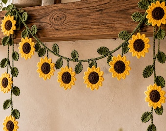 Crochet Sunflower Garland Pattern | Boho Amigurumi Wall Hanging (PDF Download)